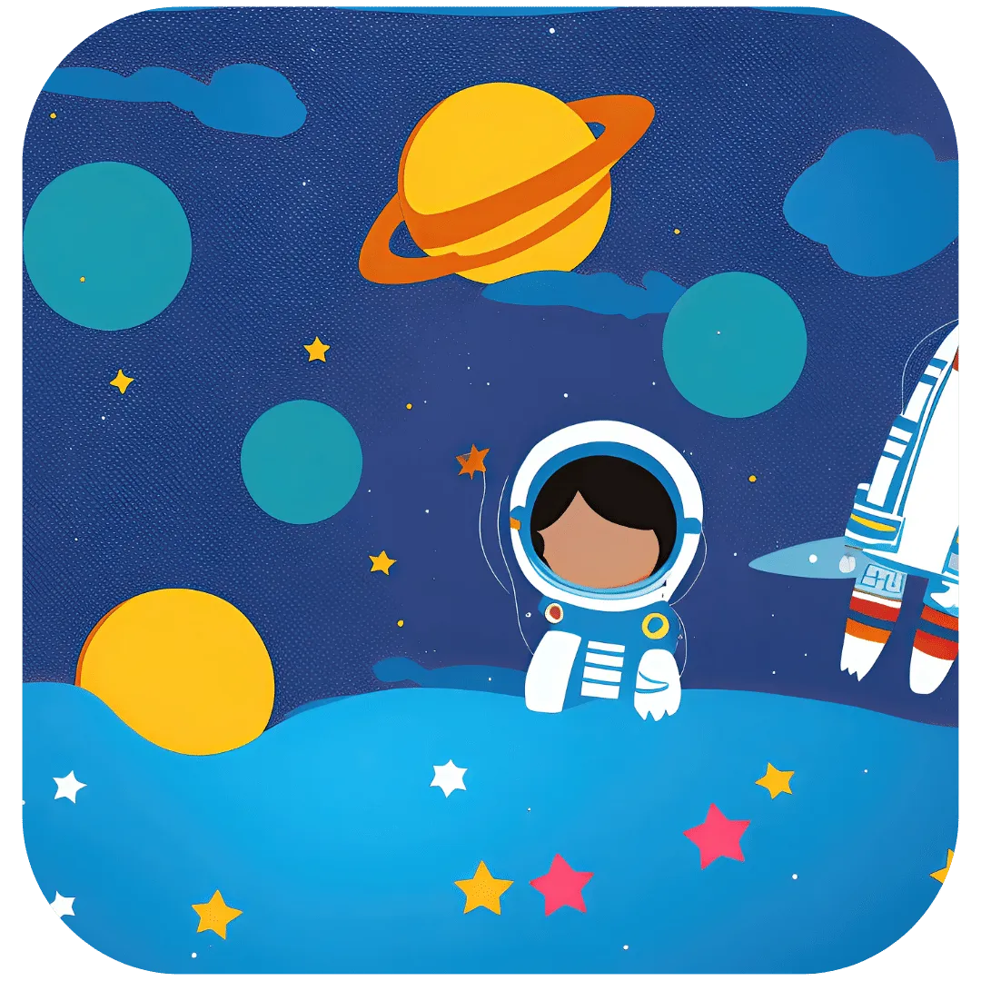 illustration of young astronaut in space for an outer space first birthday party
